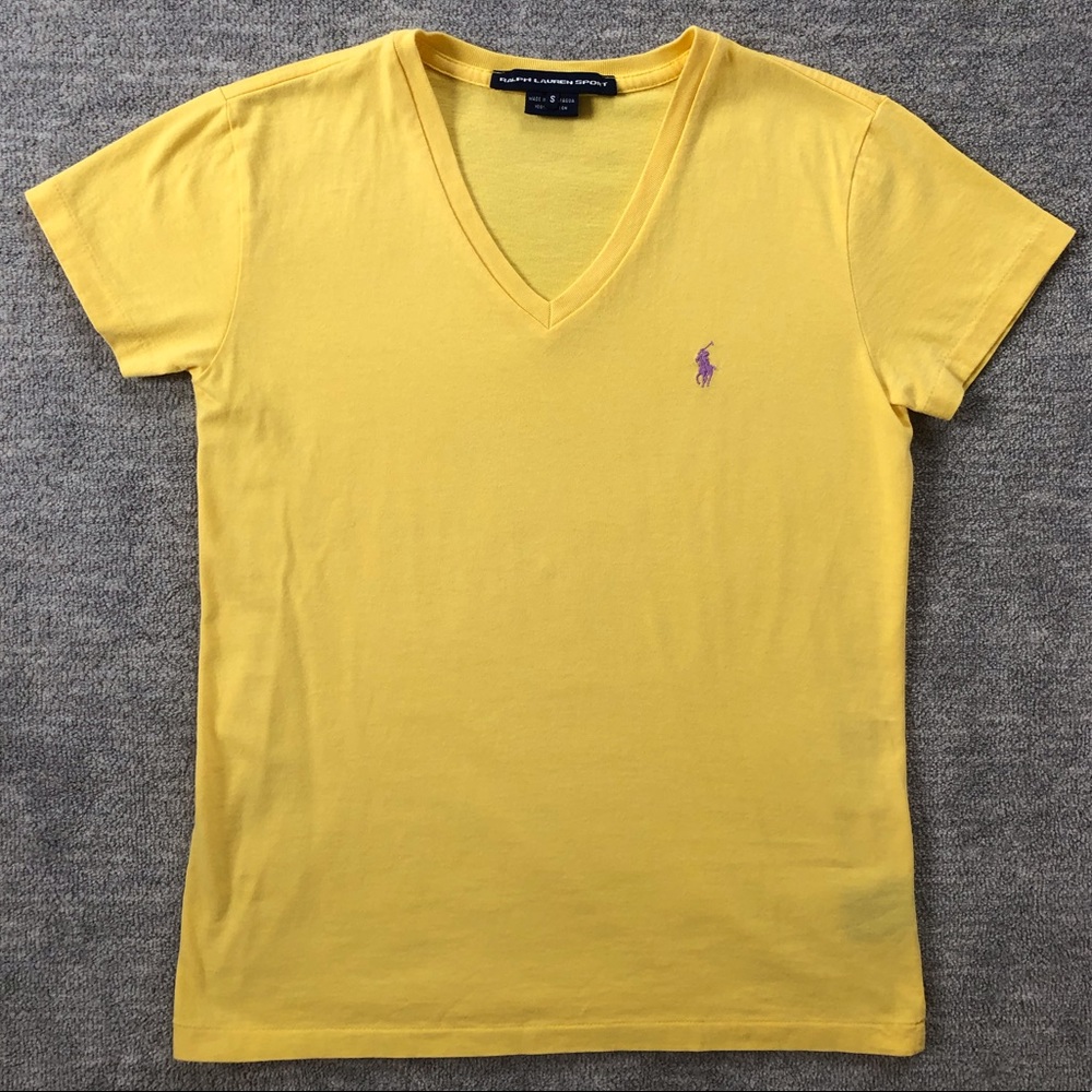 Ralph Lauren Sport Yellow Cotton V-Neck Tee
